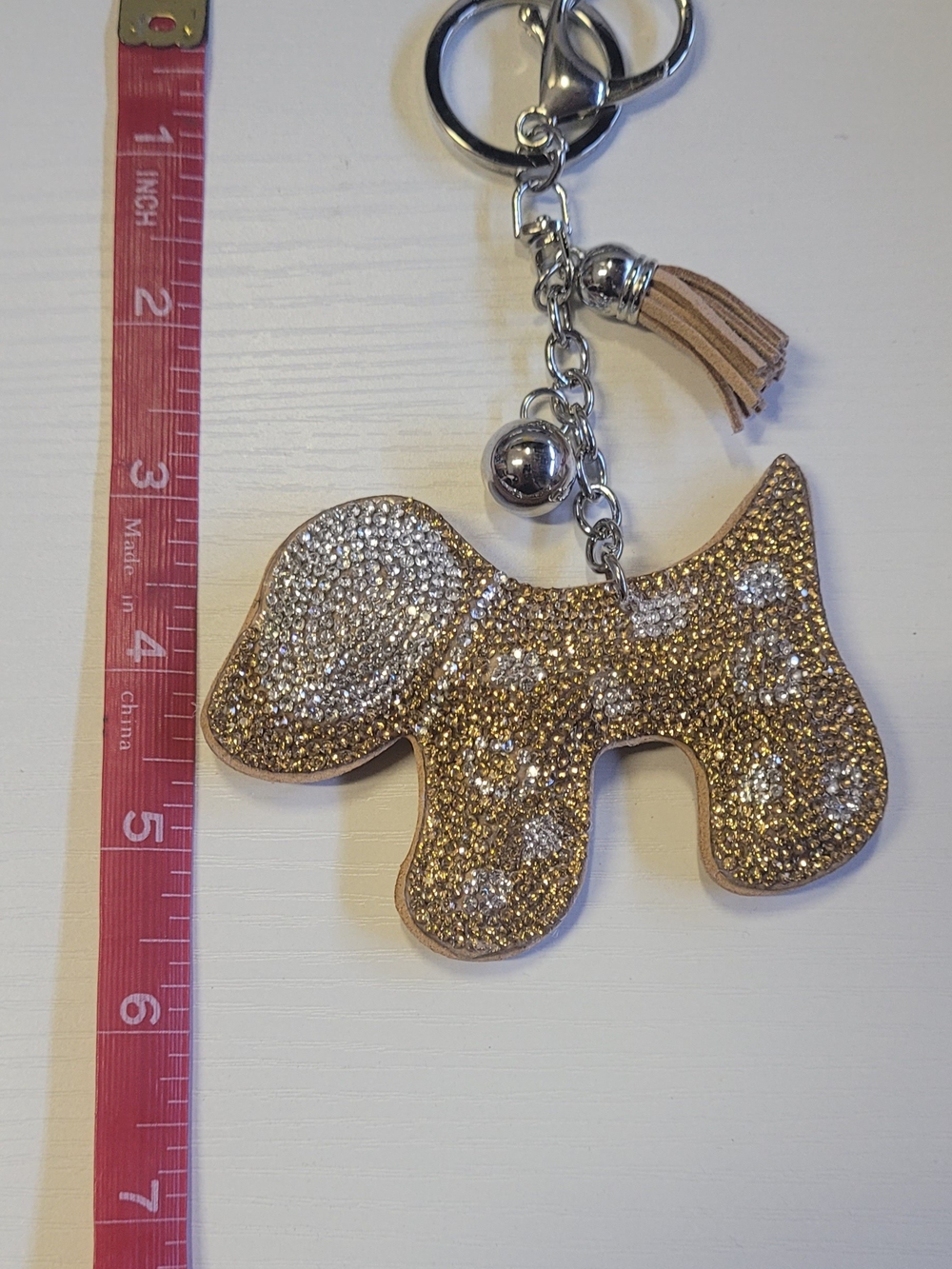 Sparkling Champagne Dog Keychain Charm with Tassel